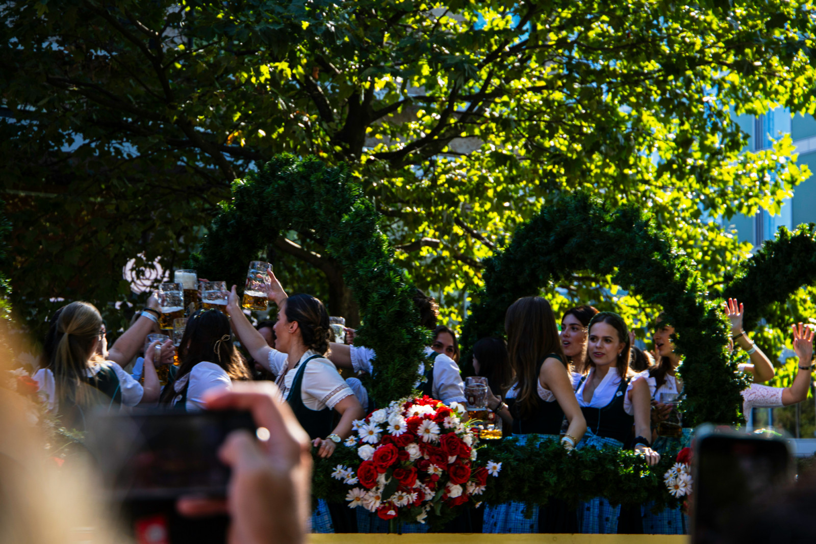 Women in traditional dirndl for Oktoberfest in Munich