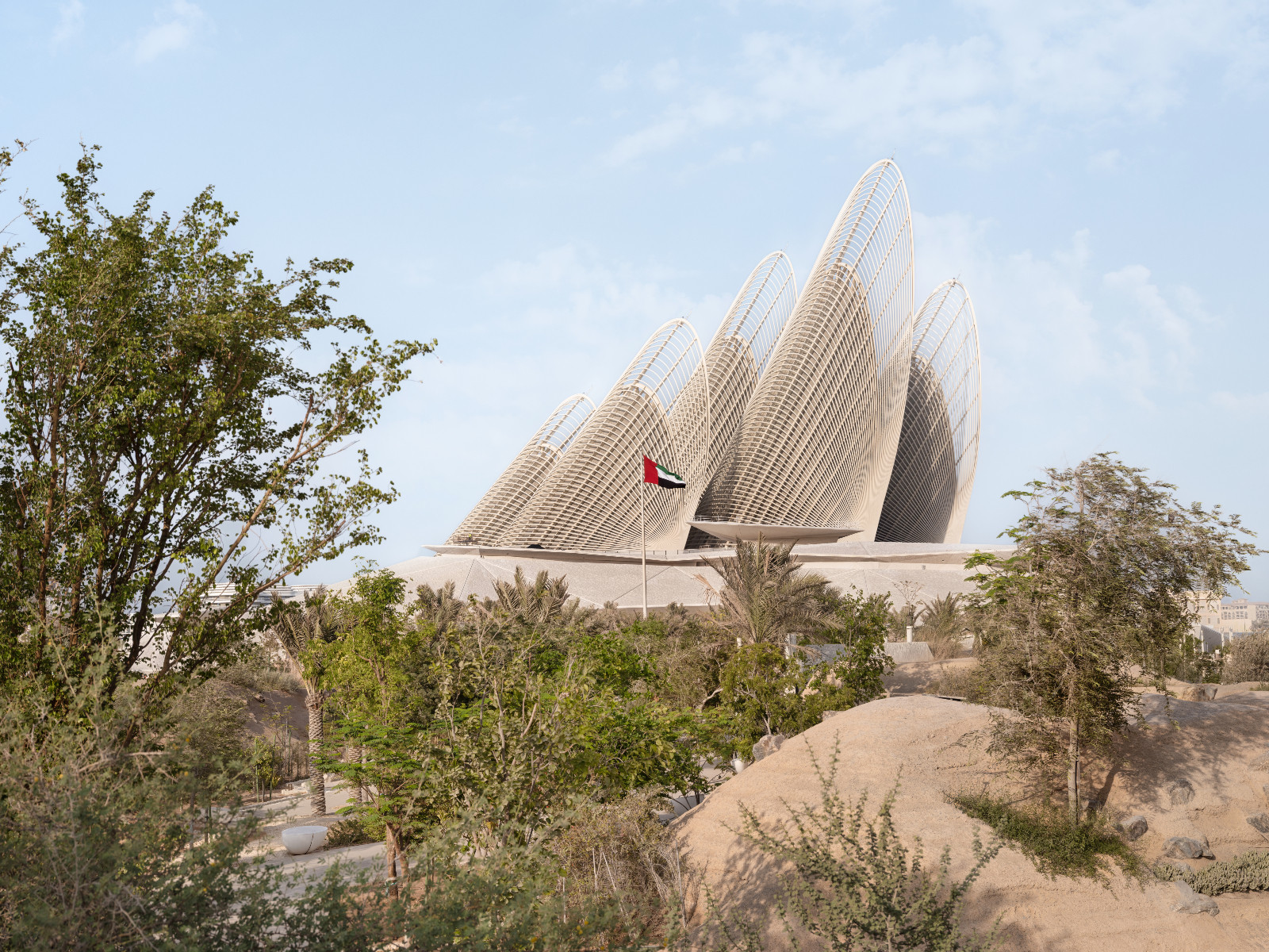 The museum's native plants and working falaj irrigation system evoke the landscapes that shaped UAE life (Photo: Zayed National Museum)