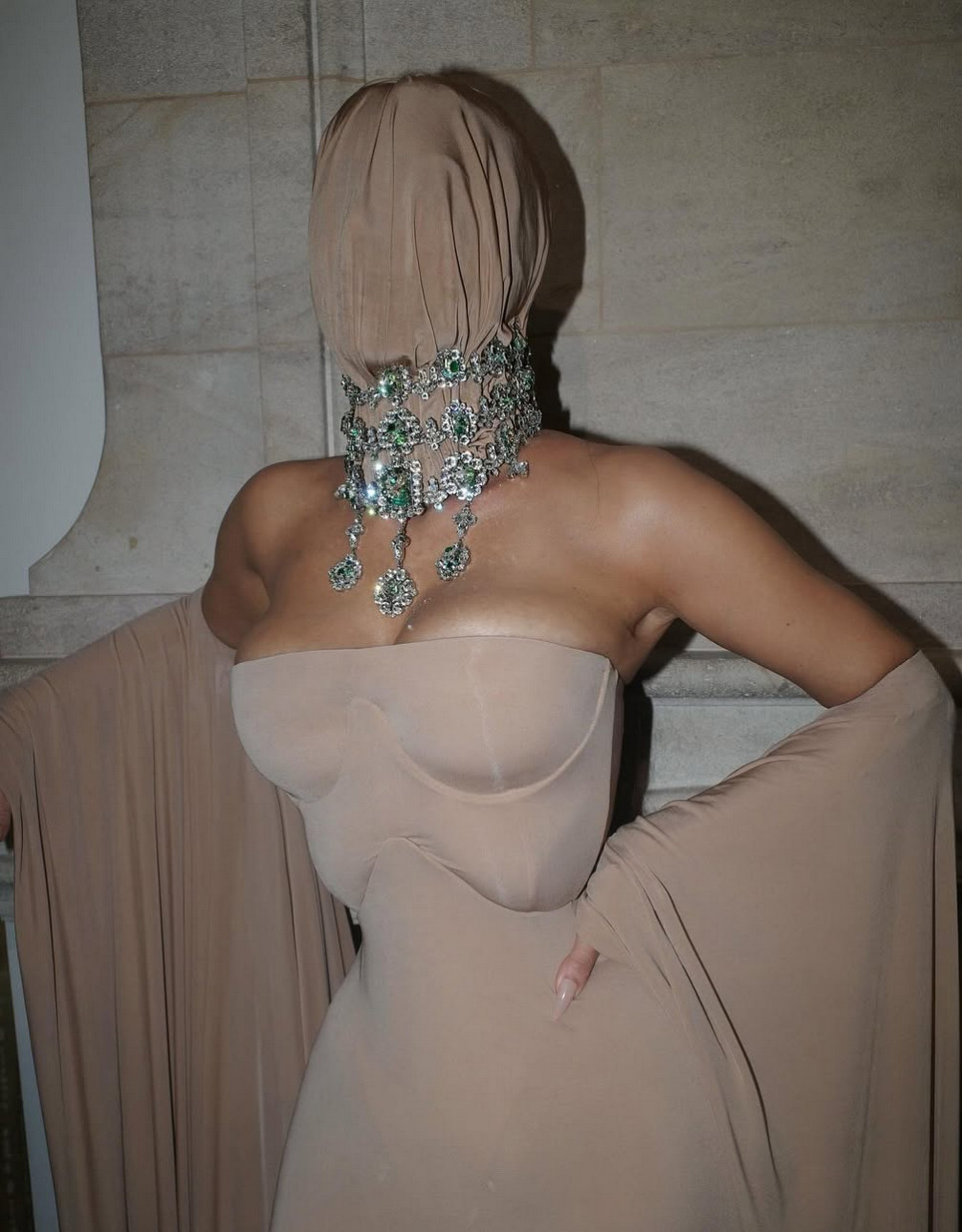 A face-covering Margiela gown signals anonymity as power (Photo: Instagram/ @kimkardashian)
