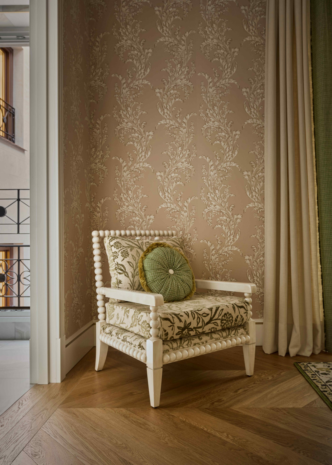 Manuel Canovas wallpaper and custom-made curtains with Nobilis fabric