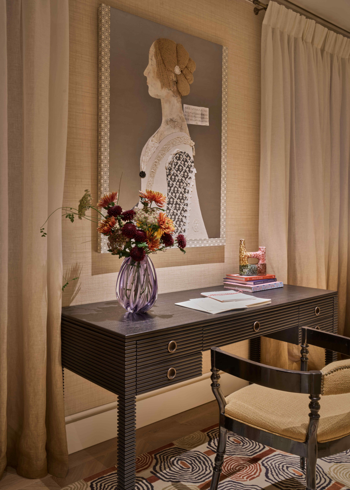 Artist Maria Torroba’s historical portraiture anchors the quiet study room