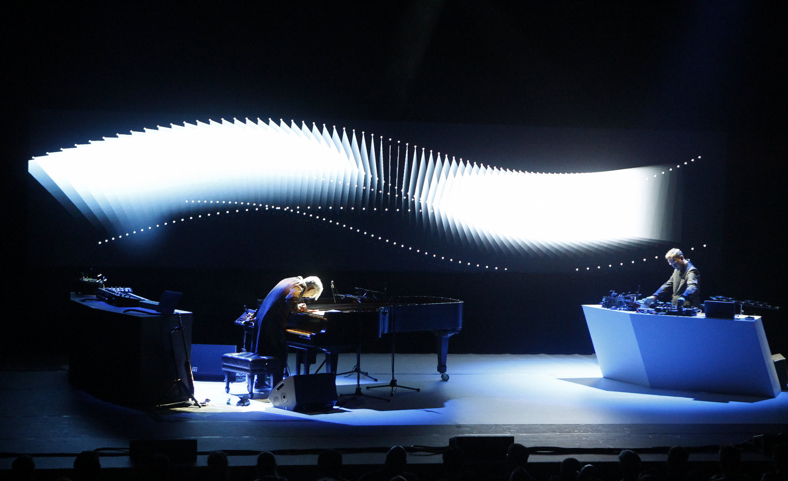 LONDON, ENGLAND - JUNE 20: Ryuichi Sakamoto and Alva Noto perform at Barbican Centre on June 20, 2018 in London, England. (Photo by Chiaki Nozu/WireImage)