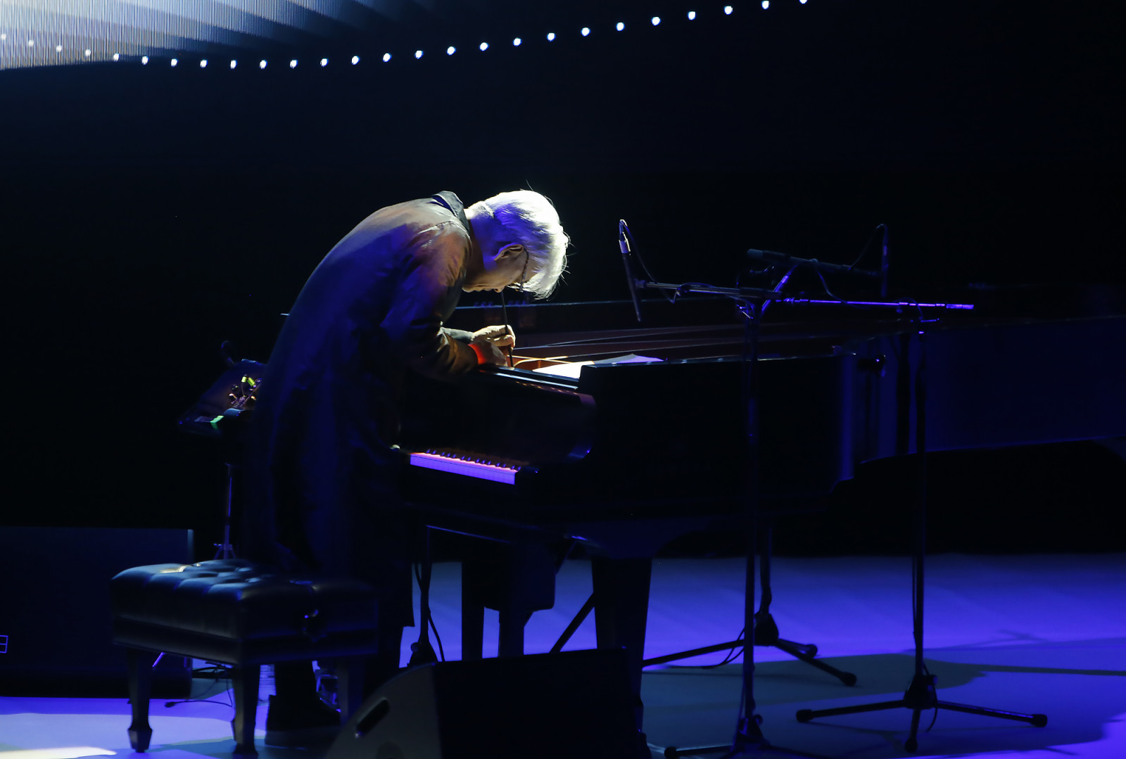 LONDON, ENGLAND - JUNE 20: Ryuichi Sakamoto performs at Barbican Centre on June 20, 2018 in London, England. (Photo by Chiaki Nozu/WireImage)