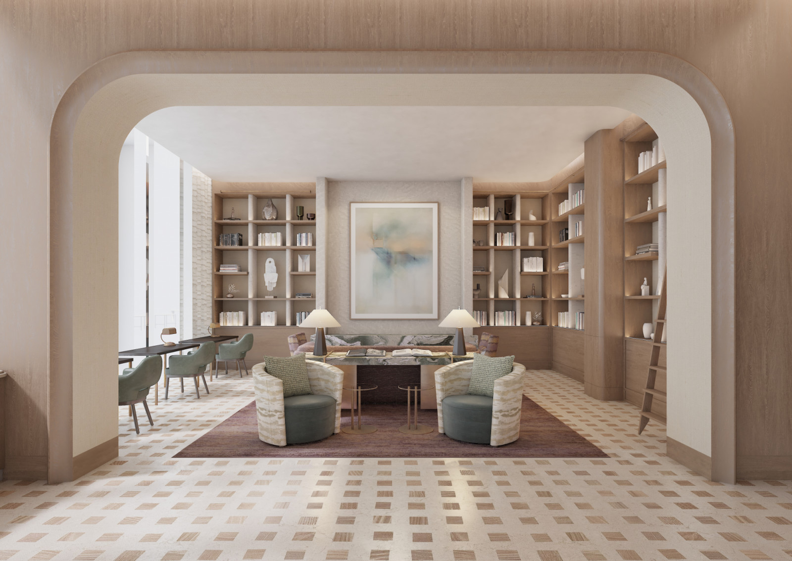 An artist's rendition of the library of Ayala Laurean Residences, designed by Joyce Wang