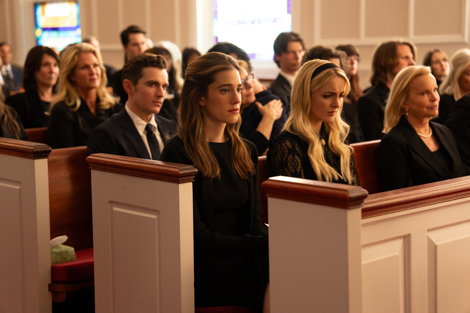 Dave Franco as “Jonah”, Allison Williams as “Morgan”, and McKenna Grace as “Clara” in Regretting You from Paramount Pictures.