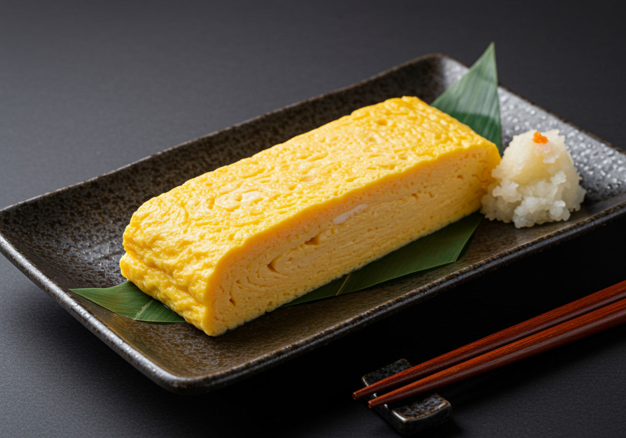 Tamagoyaki is cooked to order in layered folds, lightly sweet and tender (Photo: AI-generated)