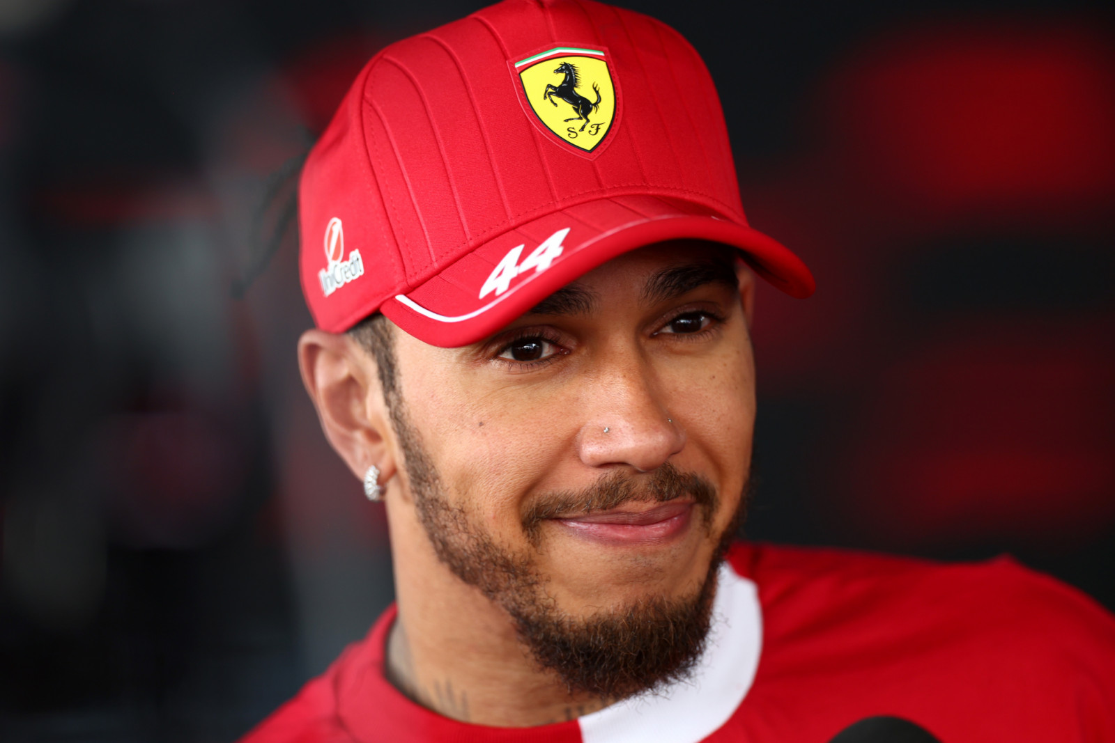 MEXICO CITY, MEXICO - OCTOBER 26: Eighth placed Lewis Hamilton of Great Britain and Scuderia Ferrari is interviewed during the F1 Grand Prix of Mexico at Autodromo Hermanos Rodriguez on October 26, 2025 in Mexico City, Mexico. (Photo by Peter Fox/Getty Images)