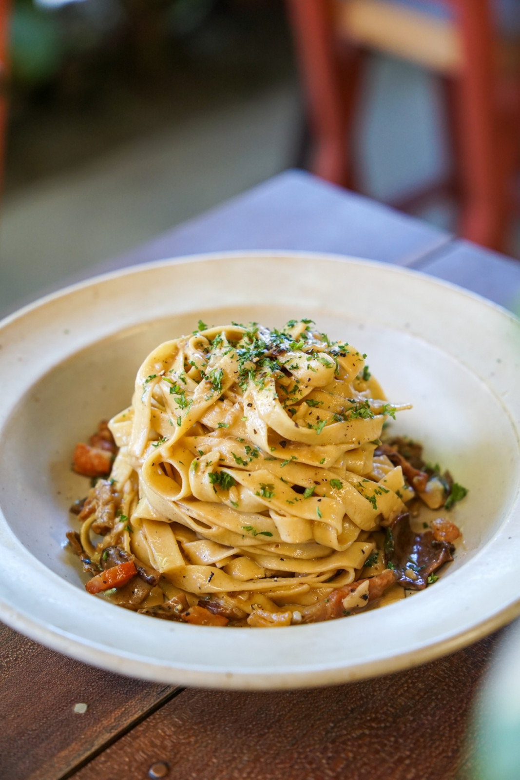 La Carinderia Siargao and Manila's pancetta porcini pasta