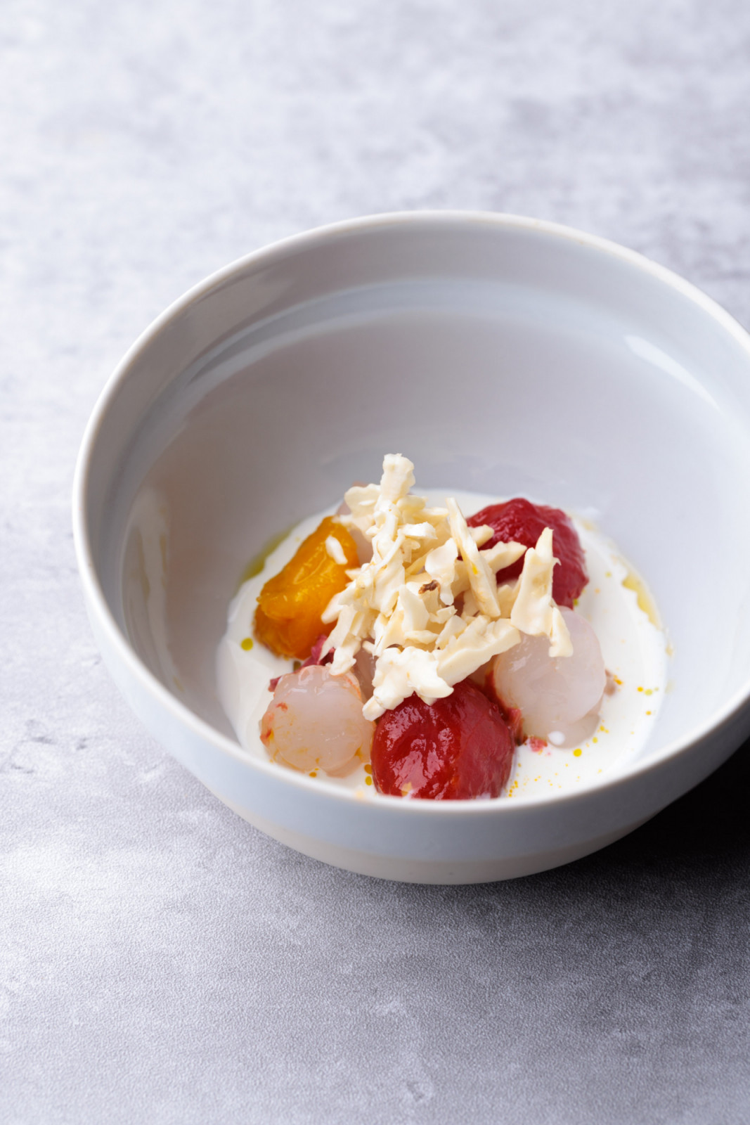 Duca Farm tomatoes, cream and botan ebi from the collaboration dinner