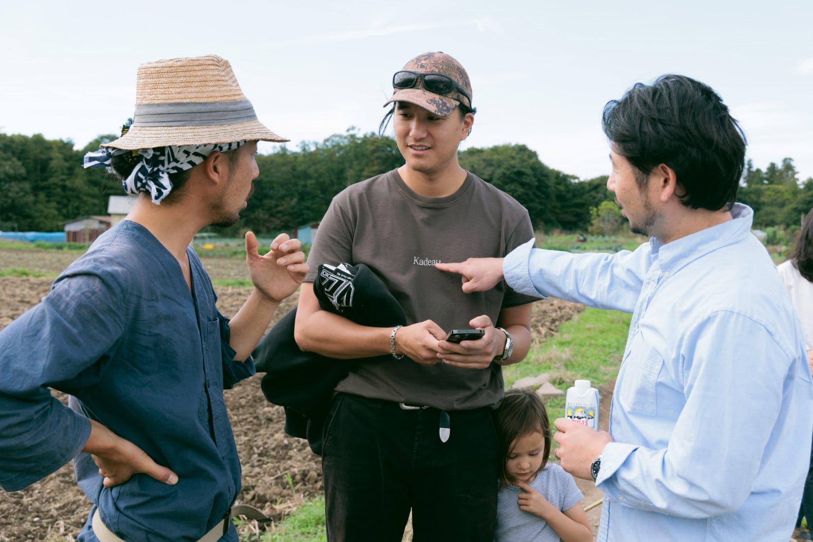 Chef Masashi Okamoto introducing Duca Farm owner Yusuke Iizuka to chef Kyumin Hahn of Kadeau