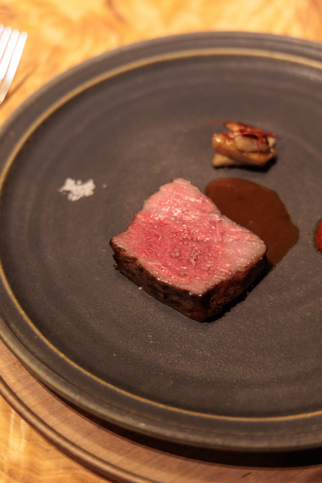 Nagano: beautifully marbled Shinshu Wagyu, brilliantly paired with a local Nagano merlot blend by sommelier-owner Kazutaka Ozawa of Crony, Tokyo