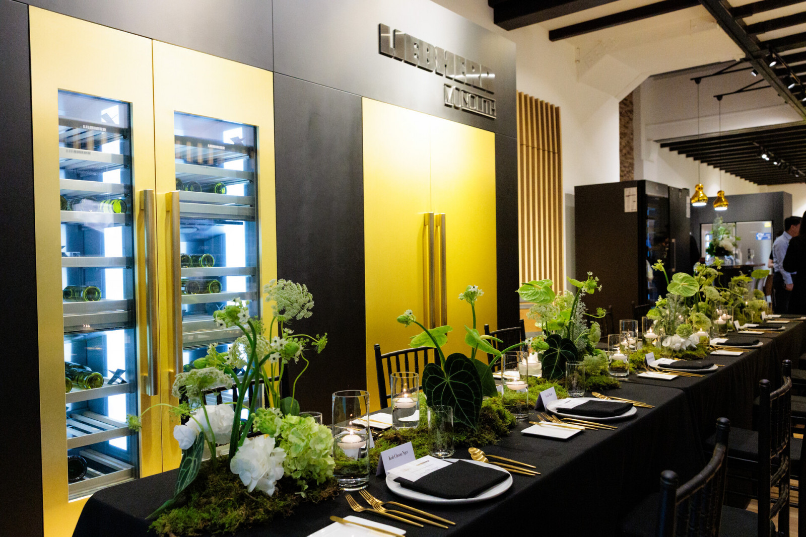 The intimate dinner was held in Liebherr’s showroom, where guests could experience the brand’s refrigerators and wine coolers up close