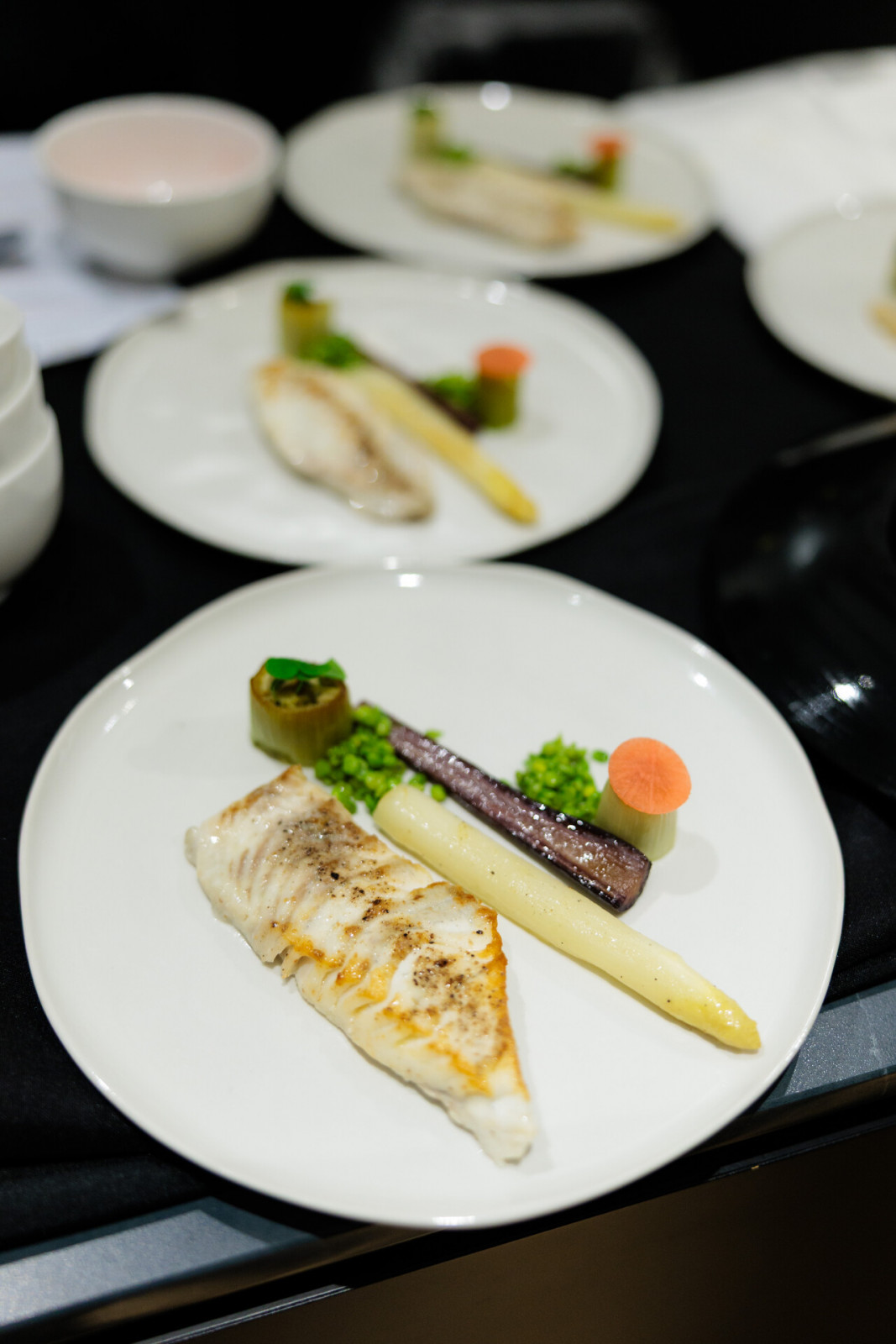 Saint Pierre fillet, eggplant mirin cream, sweet pea, cider butte sauce and mussels