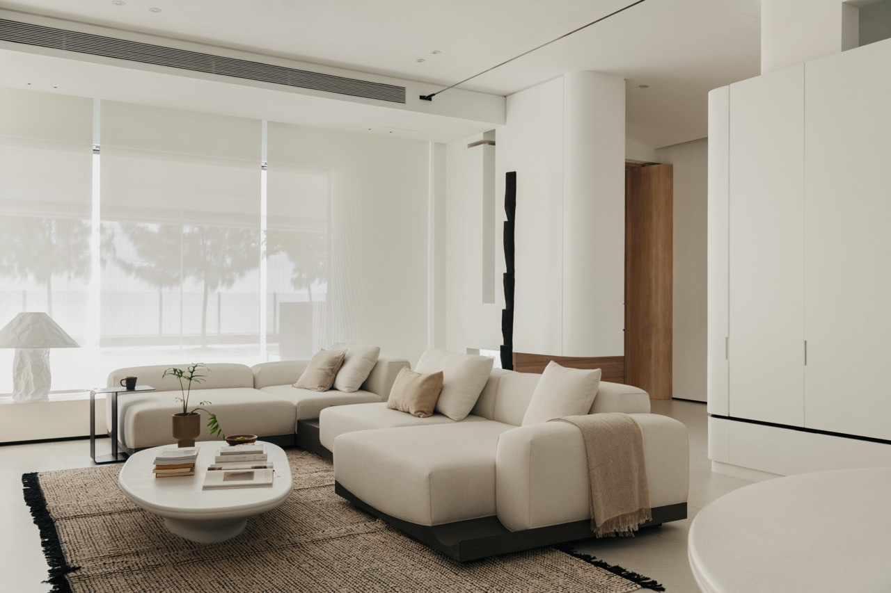 Plush modular seating creates a welcoming atmosphere in the living room