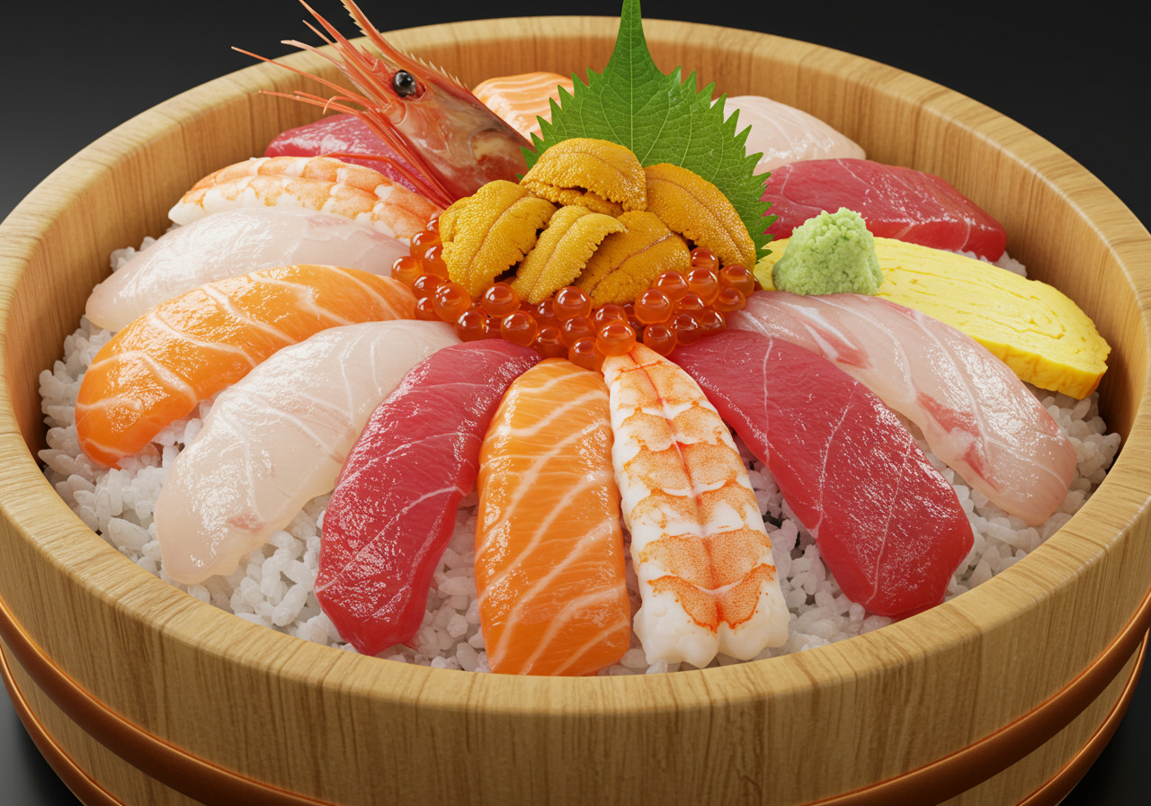 Uni, crab, scallops and salmon roe are served over rice in Hokkaido’s famous kaisendon bowls (Photo: AI--generated)