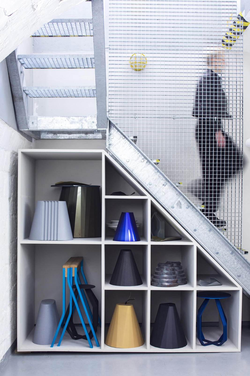 Prototype shelves at Victoria Wilmotte’s Studio workshop