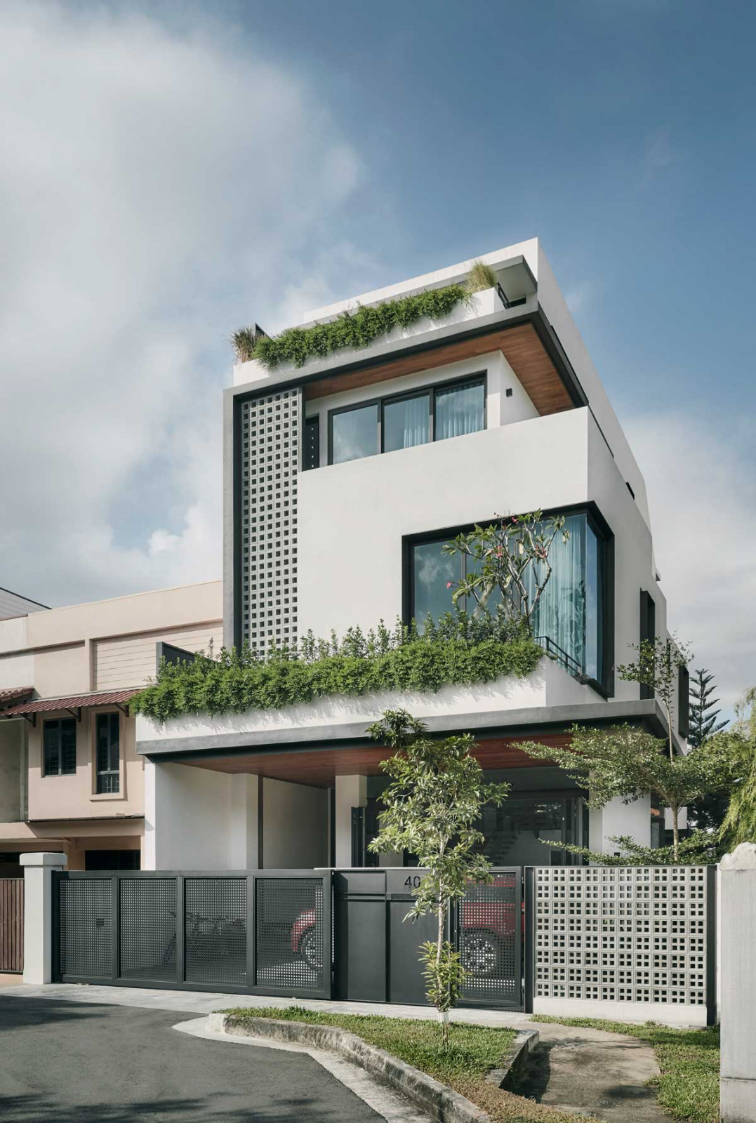 The facade of the Breeze House by Quarters Architects, with interiors designed by Mosh Interior
