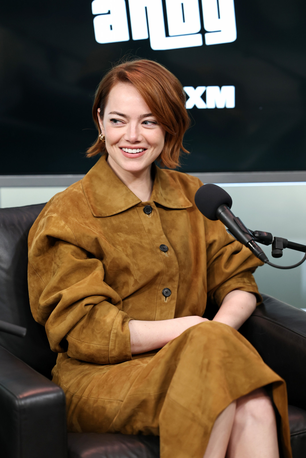 NEW YORK, NEW YORK - OCTOBER 20: Emma Stone attends SiriusXM's Town Hall with the cast of "Bugonia" hosted by Andy Cohen at SiriusXM Studios on October 20, 2025 in New York City. (Photo by Jamie McCarthy/Getty Images for SiriusXM)
