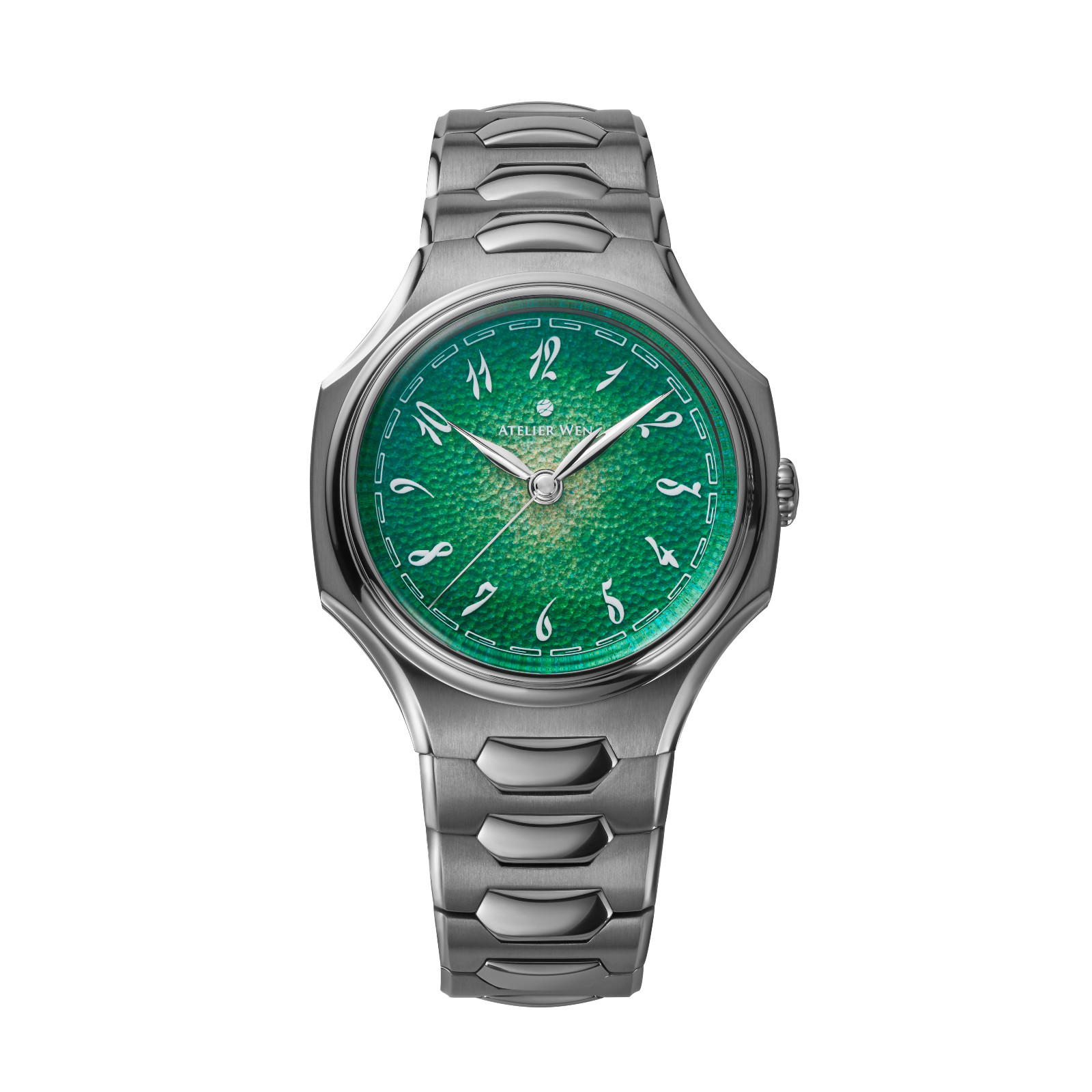 Atelier Wen Inflection with green grand feu enamel dial, a limited edition of 30 pieces