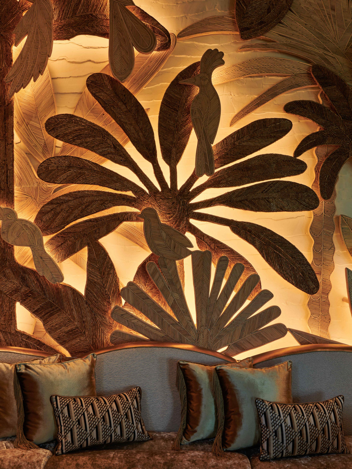 Handcrafted art walls with richly textured treatments