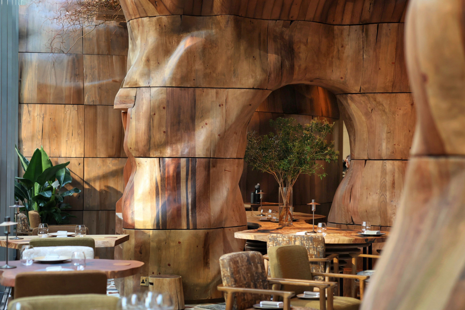 Typhoon-felled timbers are repurposed into elegant joinery and bespoke furnishings