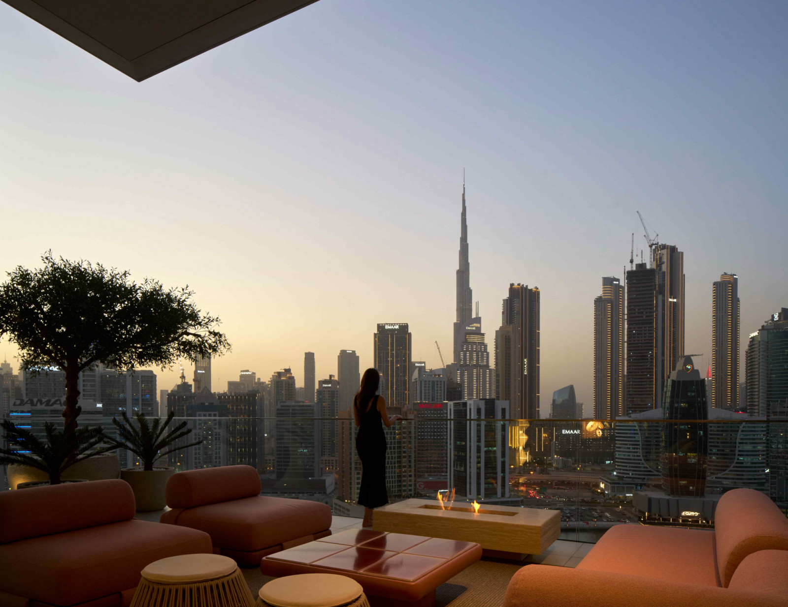 The spacious outdoor terrace overlooking the waterfront