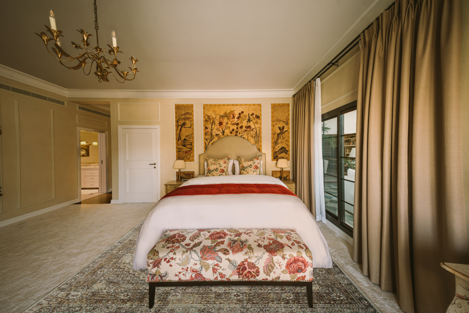 The unique details that feature flora and fauna in one of the bedrooms revamped by Qreative Design Studio at a family home in Muharraq, Bahrain