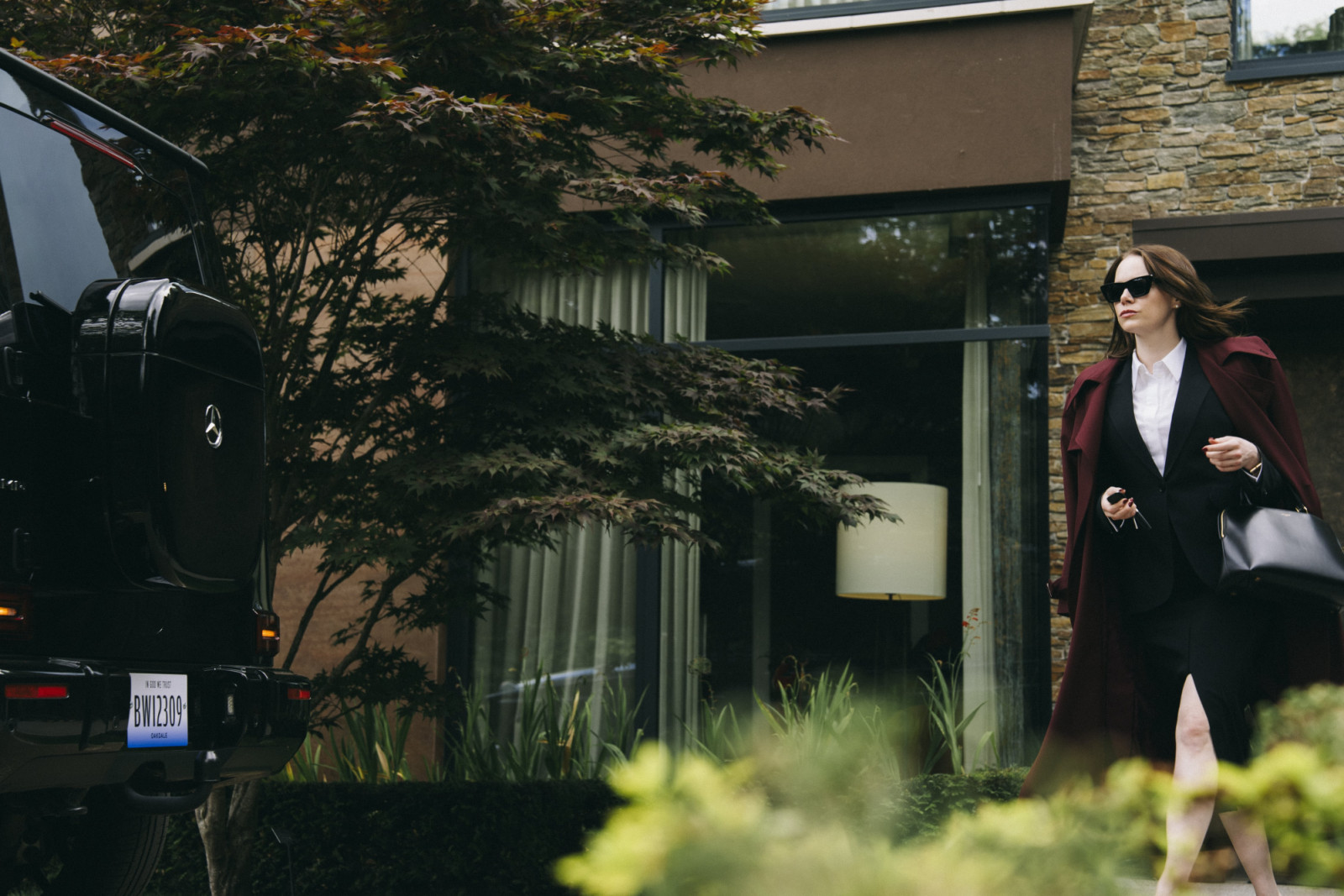 Emma Stone as Michelle Fuller, CEO of Auxolith in Yorgos Lanthimos’s ‘Bugonia’ (Photo: courtesy of Universal Pictures)