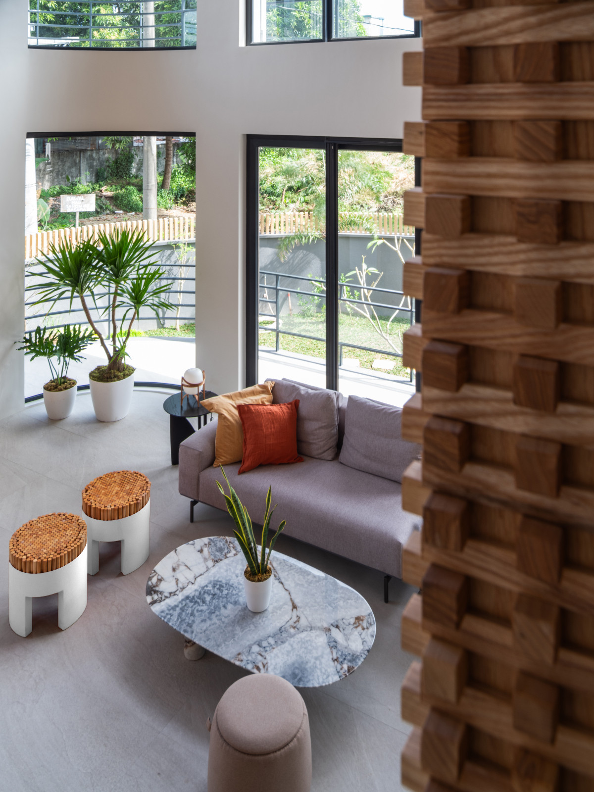 The living room of the Quezon City, Manila home designed by C.A. Design House