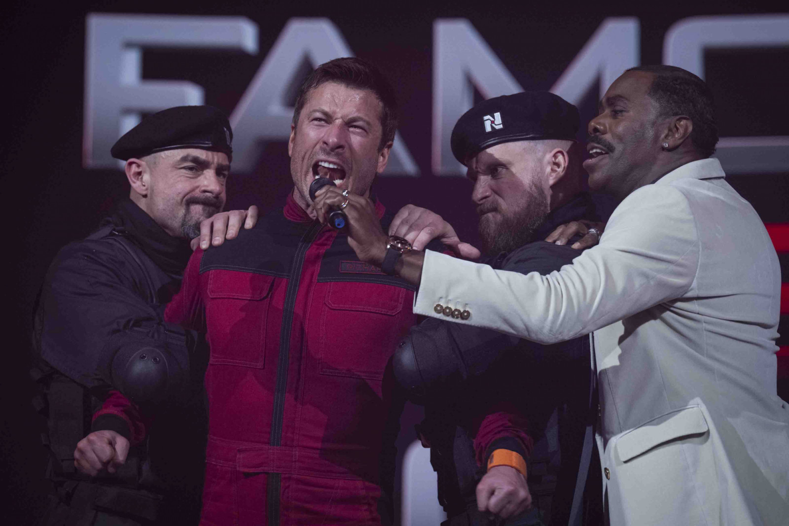 Glen Powell, left, and Colman Domingo star in Paramount Pictures' "THE RUNNING MAN."