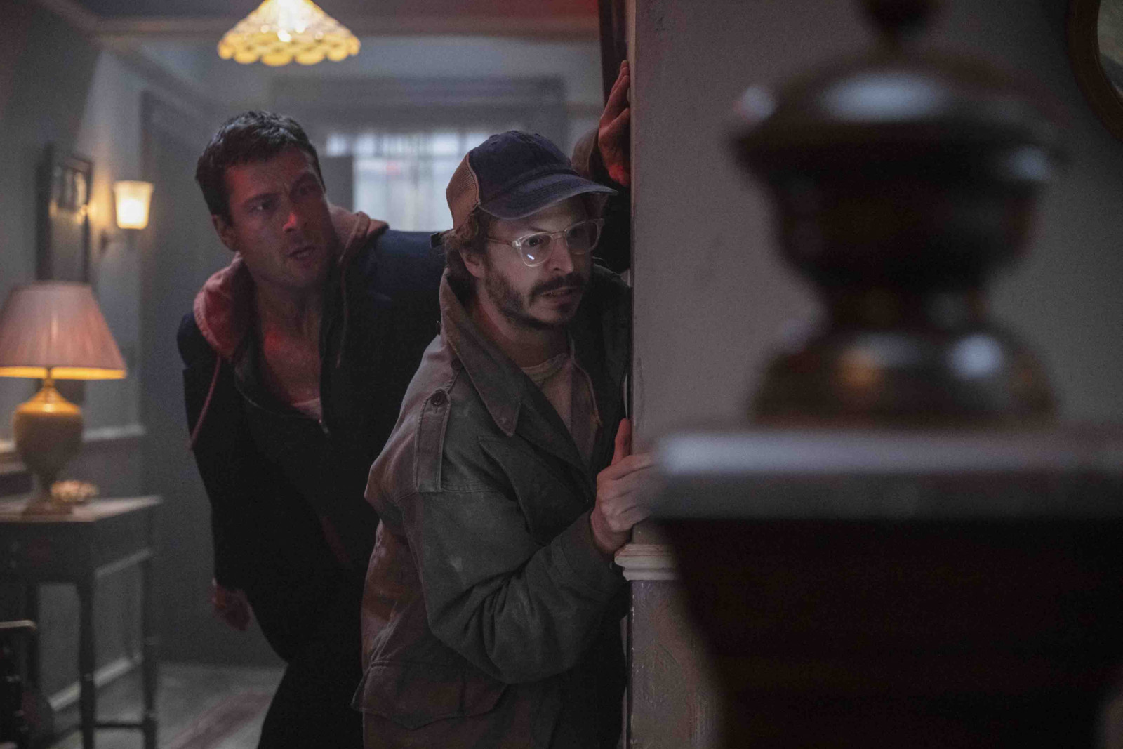 Glen Powell, left, and Michael Cera star in Paramount Pictures' "THE RUNNING MAN."