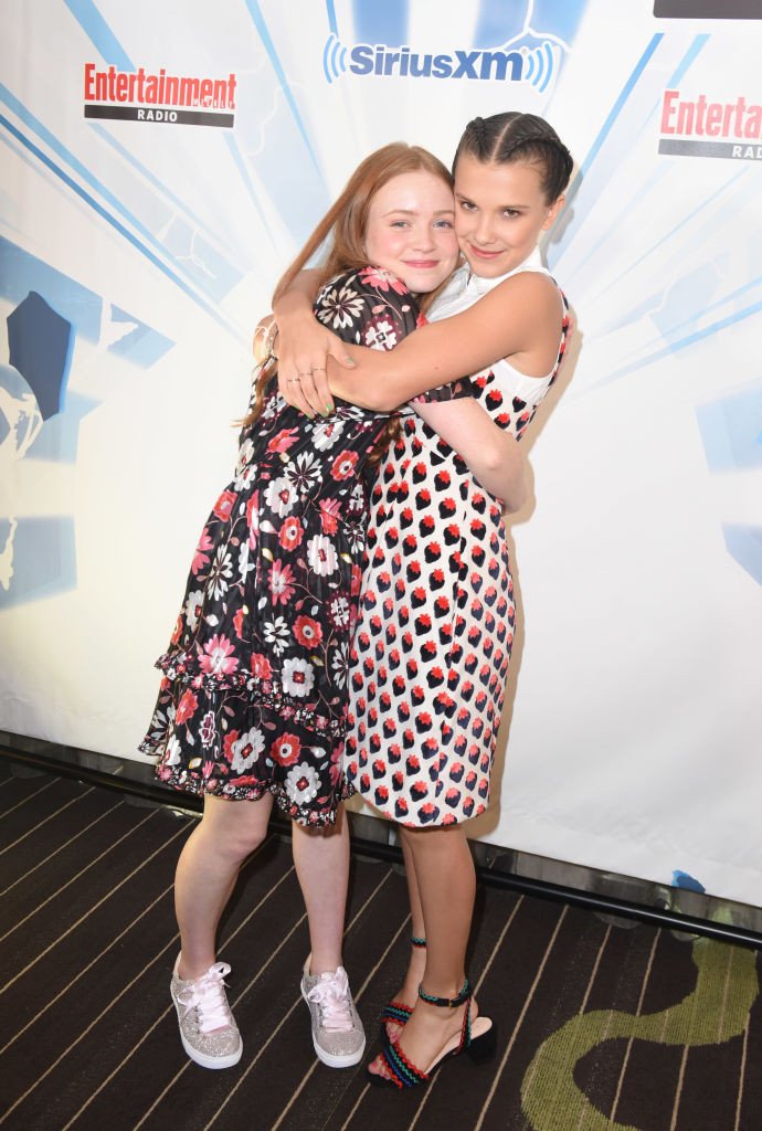 SAN DIEGO, CA - JULY 22: Sadie Sink and Millie Bobby Brown attend SiriusXM's Entertainment Weekly Radio Channel Broadcasts From Comic Con 2017 at Hard Rock Hotel San Diego on July 22, 2017 in San Diego, California. (Photo by Vivien Killilea/Getty Images for SiriusXM)
