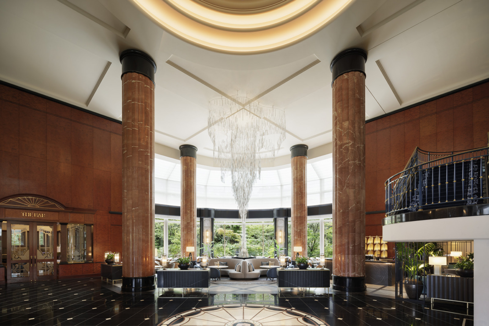 The lobby retains the original 13-metre marble columns as structural elements