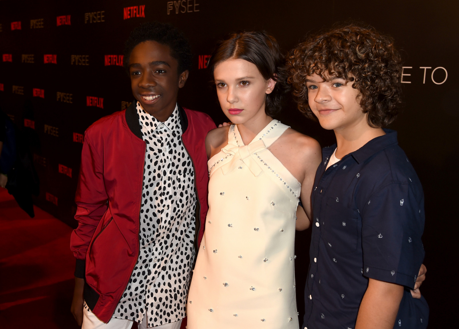 BEVERLY HILLS, CA - JUNE 06: (L-R) Caleb McLaughlin, Millie Bobby Brown, and Gaten Matarazzo attend Netflix's "Stranger Things" For Your Consideration event at Netflix FYSee Space on June 6, 2017 in Beverly Hills, California. (Photo by Kevin Winter/Getty Images For Netflix)