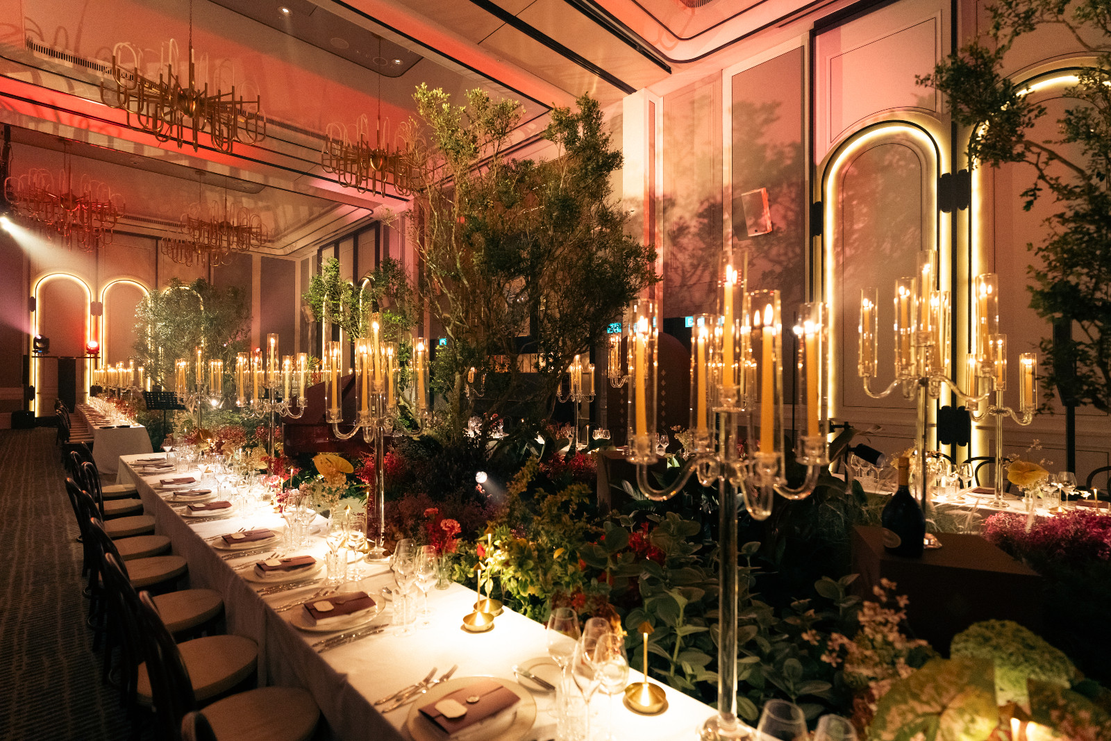 The candlelit ballroom at Caroline Mansion, The St. Regis Singapore, transformed for the evening