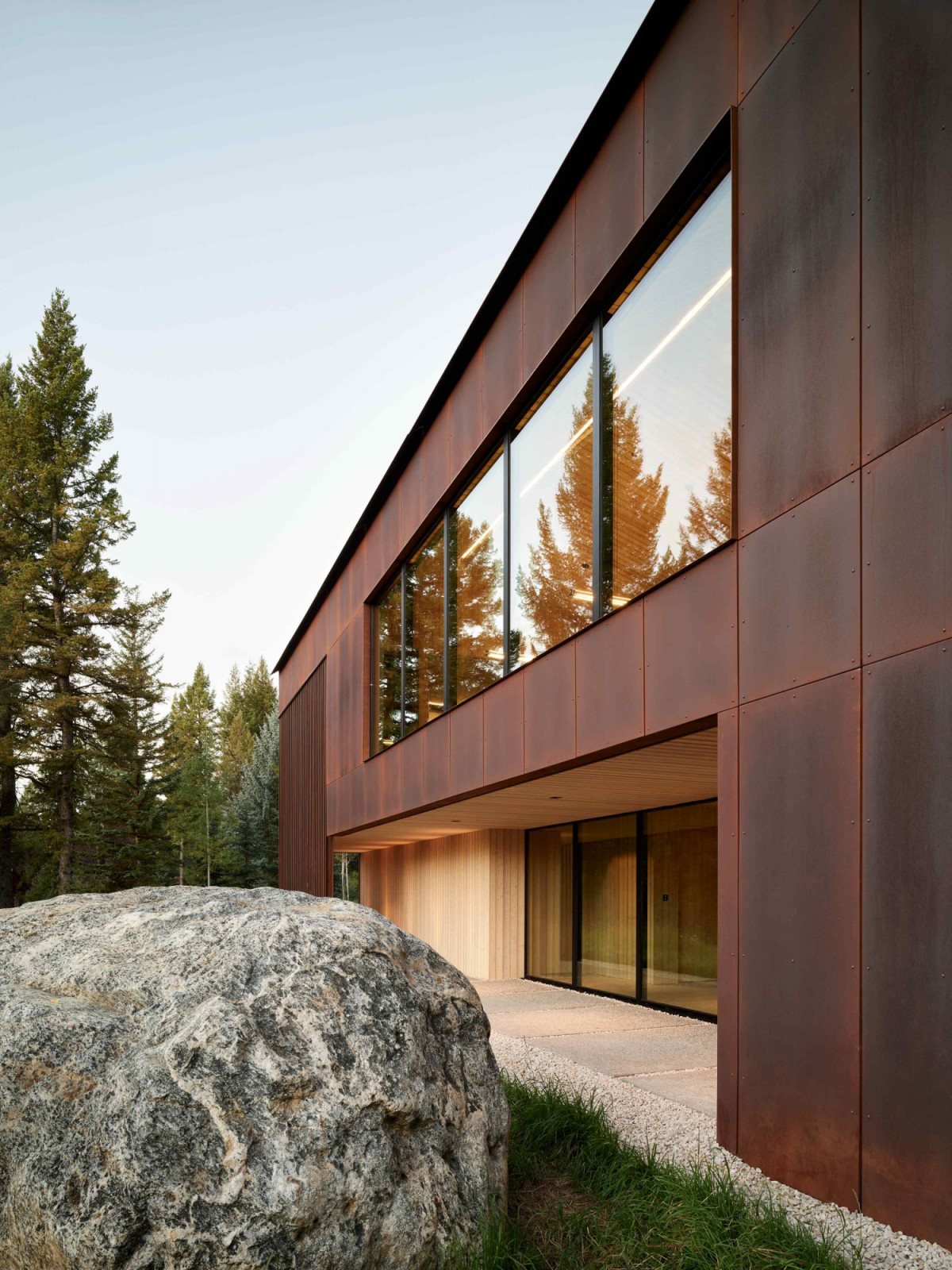 The Corsten steel was chosen for its durability and low maintenance