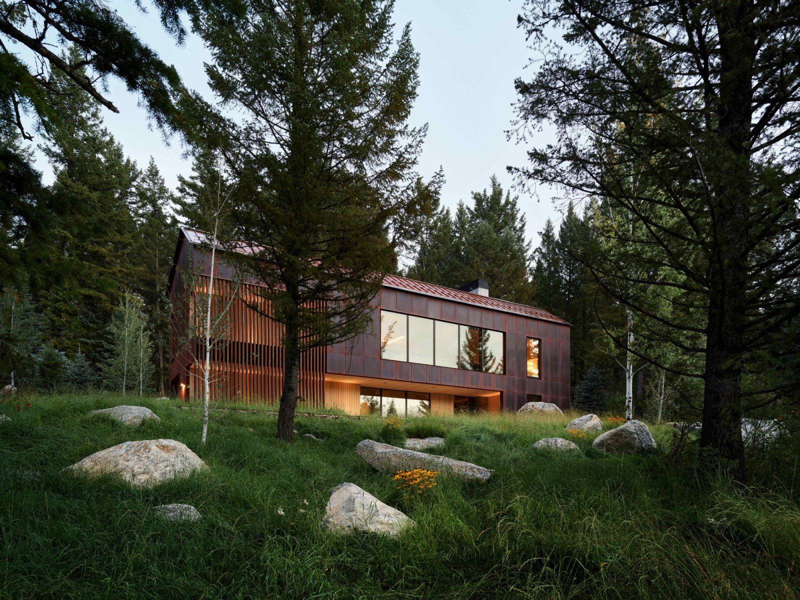 The rules and rigour of the heavily wooded and rocky lot drove the design of the home