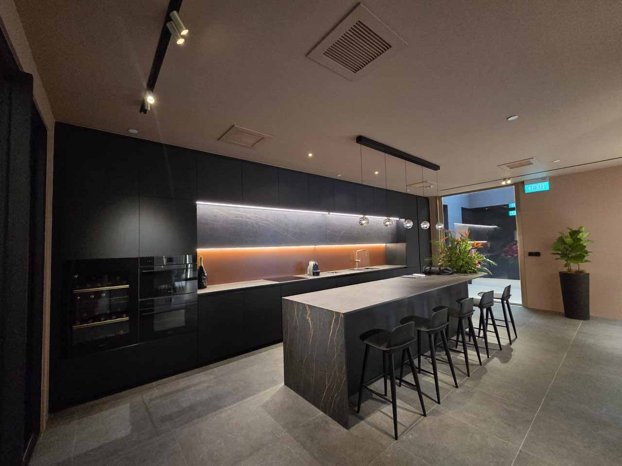 The kitchen area of the showroom