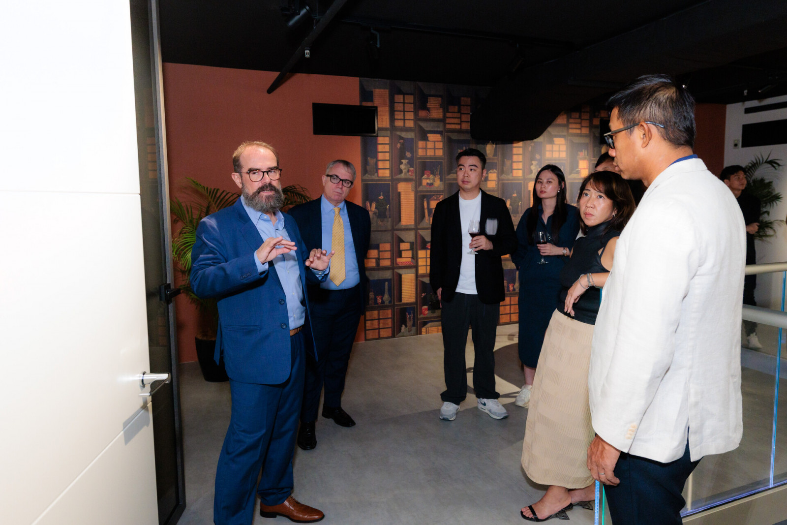 Germano Vitali taking guests through the new showroom