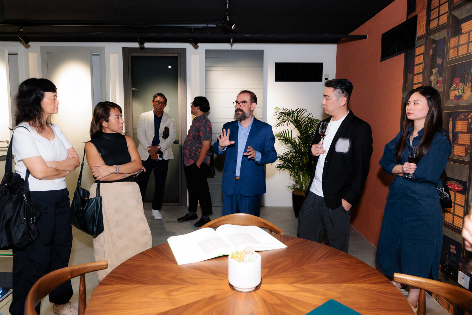 Germano Vitali taking guests through the new showroom