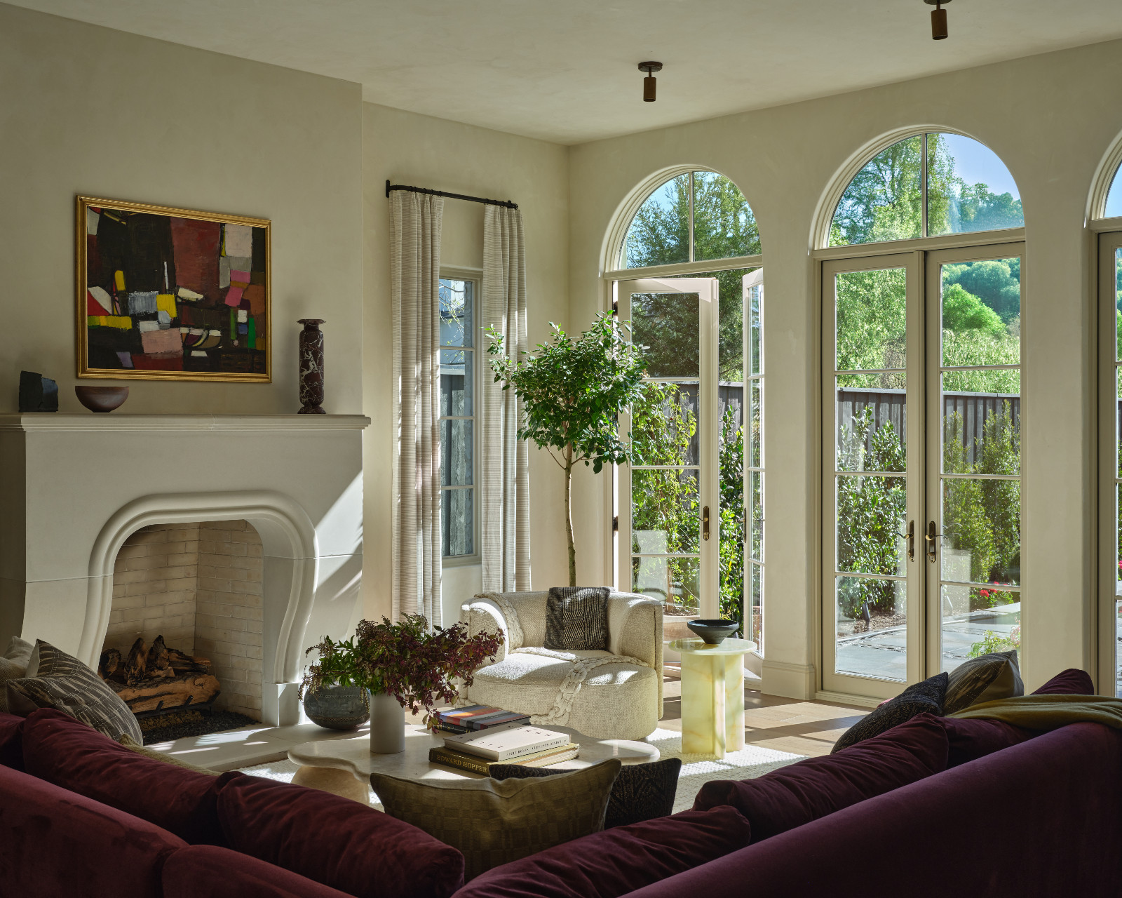 The living room of a jewel-toned sanctuary by Shane & Pierce in Dallas, Texas