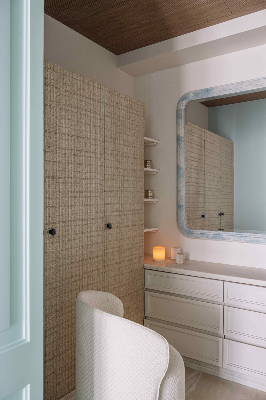 Ample storage units amidst a space exuding playful sophistication