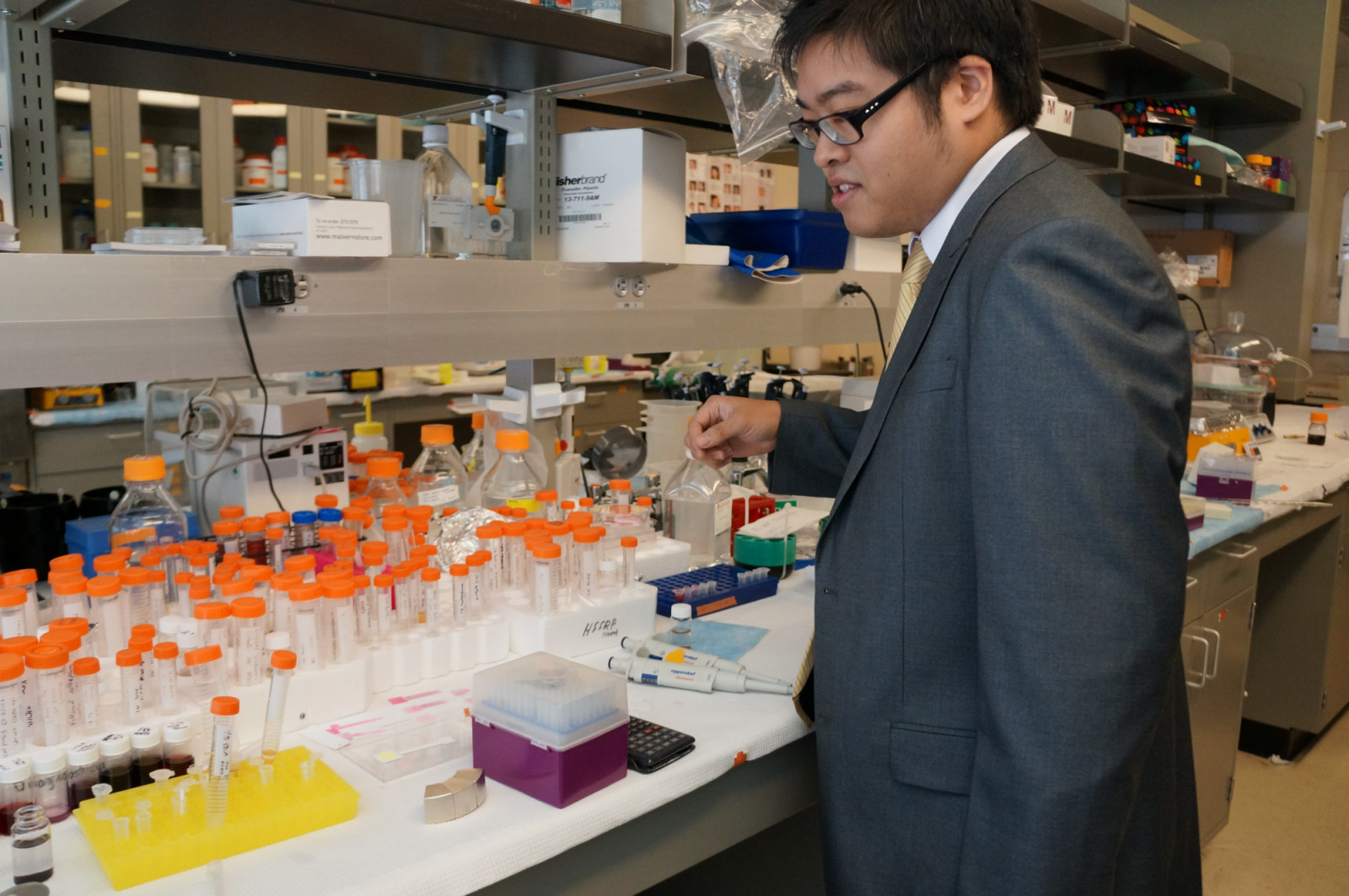 Chiu is in the lab where he conducted his PhD research, which ultimately became a spin-off that established Phase Scientific (Photo: Phase Scientific)