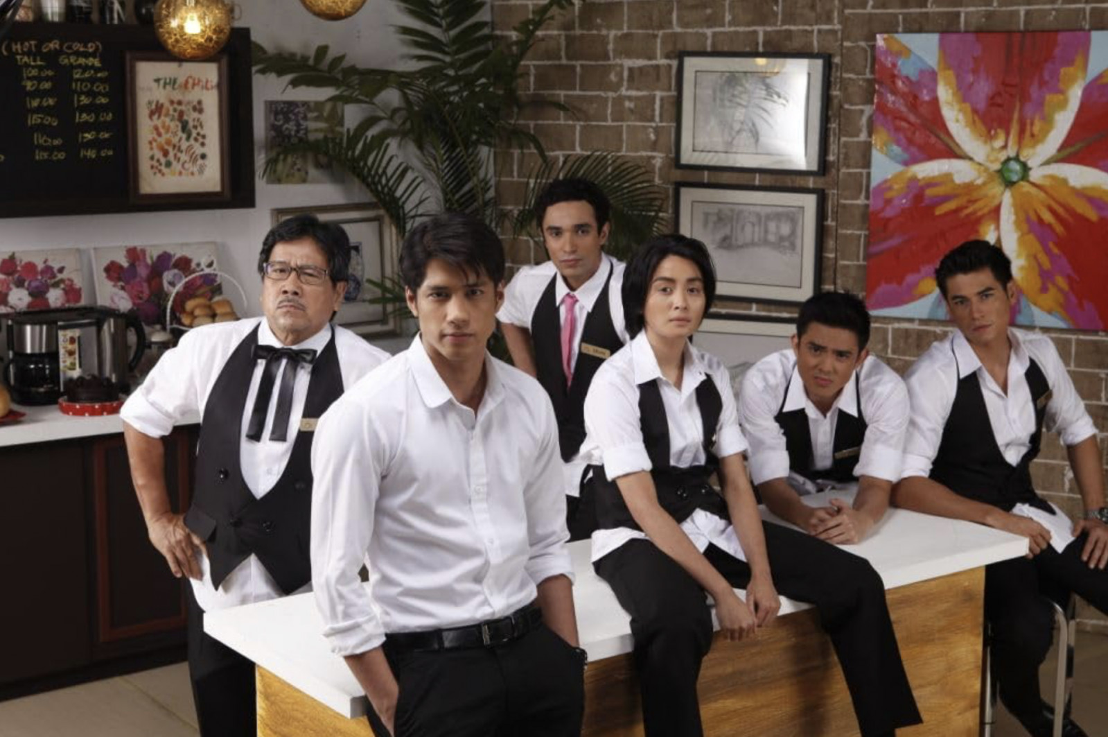 Leo Martinez, Boy 2 Quizon, Kris Bernal, Aljur Abrenica, Fabio Ide, and Sef Cadayona in ‘Coffee Prince’ Philippines (Photo: IMDb)