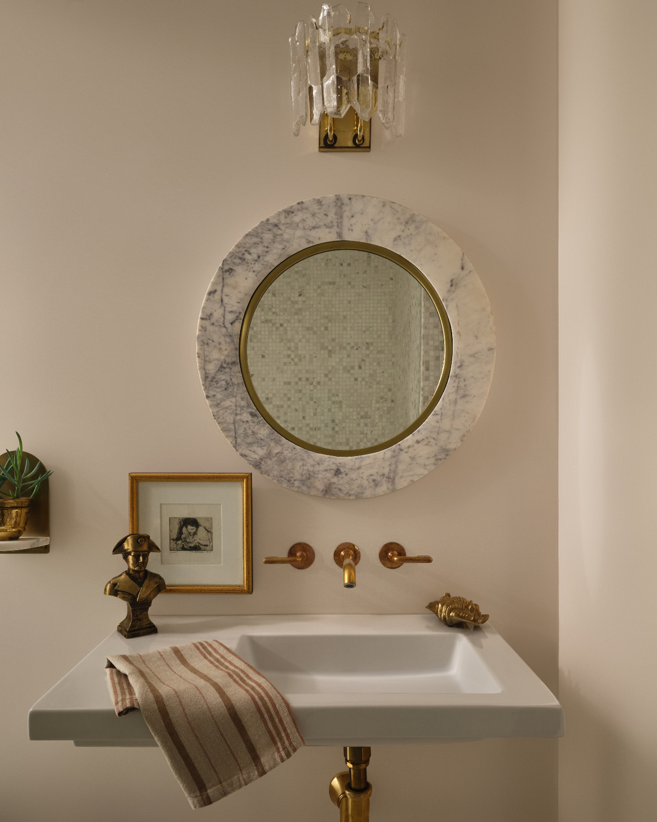 The bathroom of a Montecito, California home designed by Tamara Honey with AB Design Studio