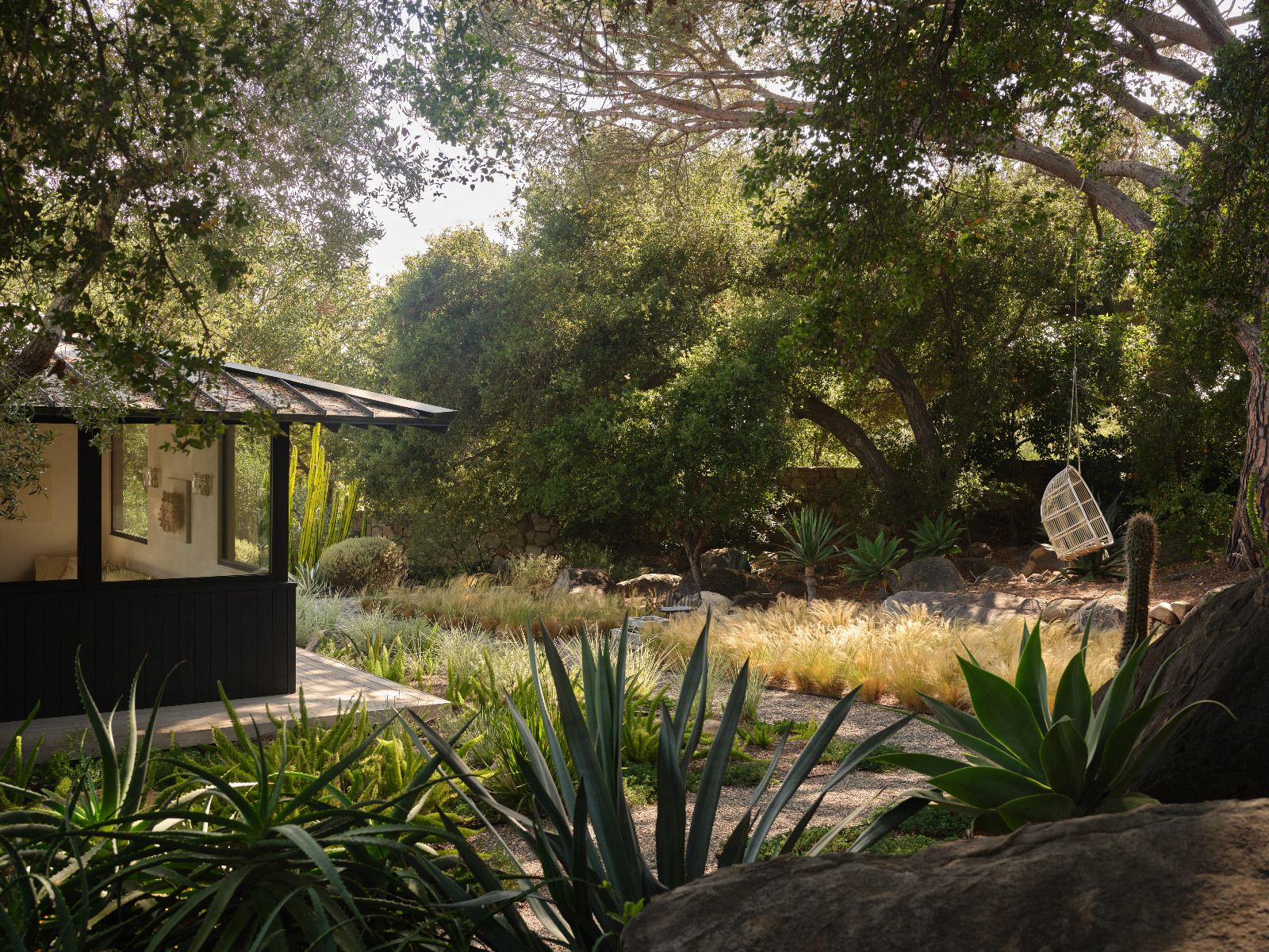 The landscape of a Montecito, California home designed by Tamara Honey with AB Design Studio