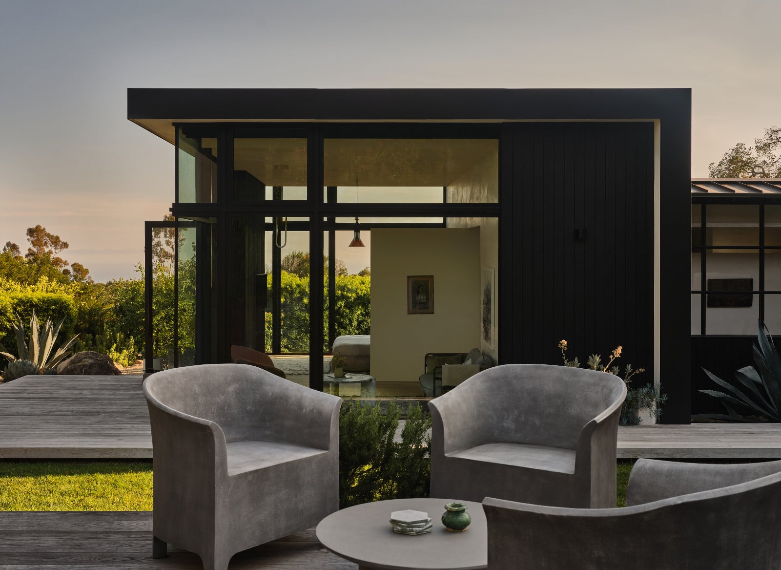 The outdoor area of a Montecito, California home designed by Tamara Honey with AB Design Studio