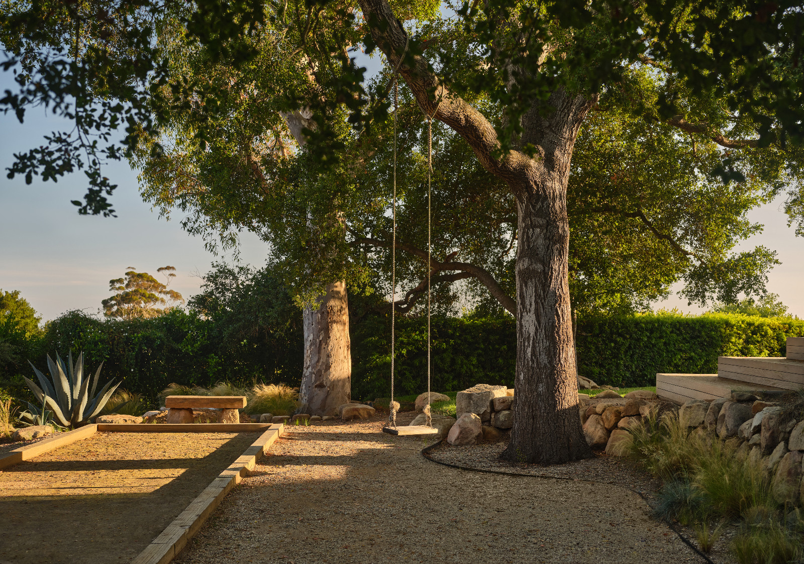 The landscape of a Montecito, California home designed by Tamara Honey with AB Design Studio