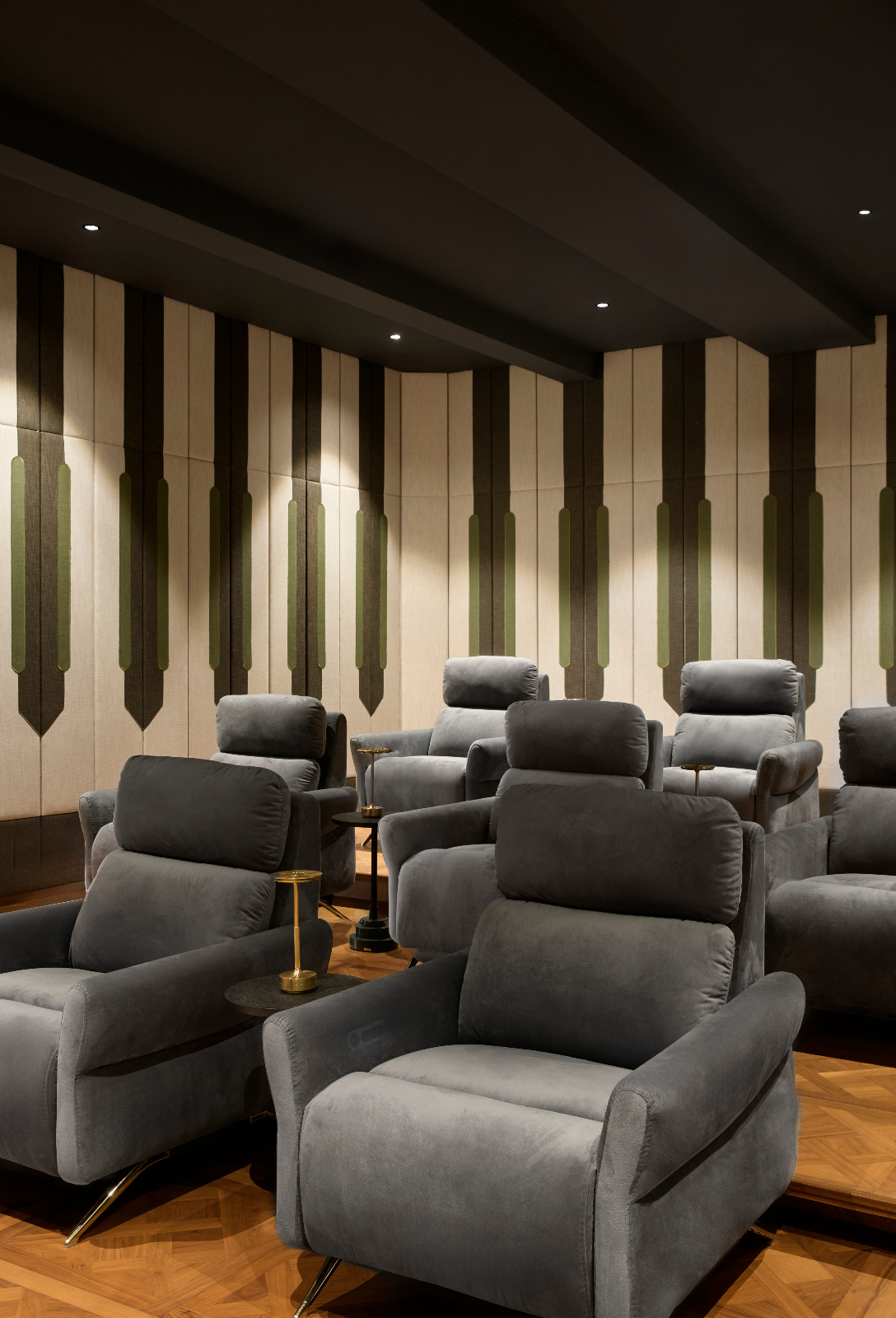 The home theatre of the Tirupur, India home designed by Chestnut Storeys