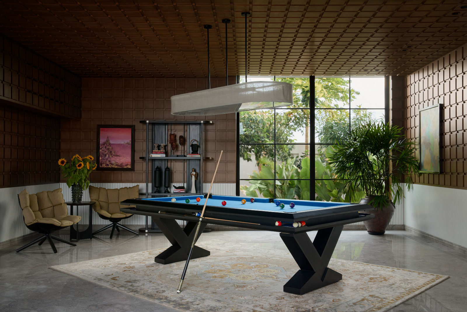 The entertanment room of the Tirupur, India home designed by Chestnut Storeys
